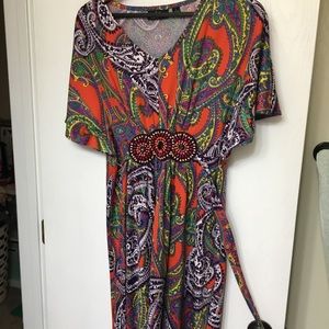 Multi colored patterned stretchy dress